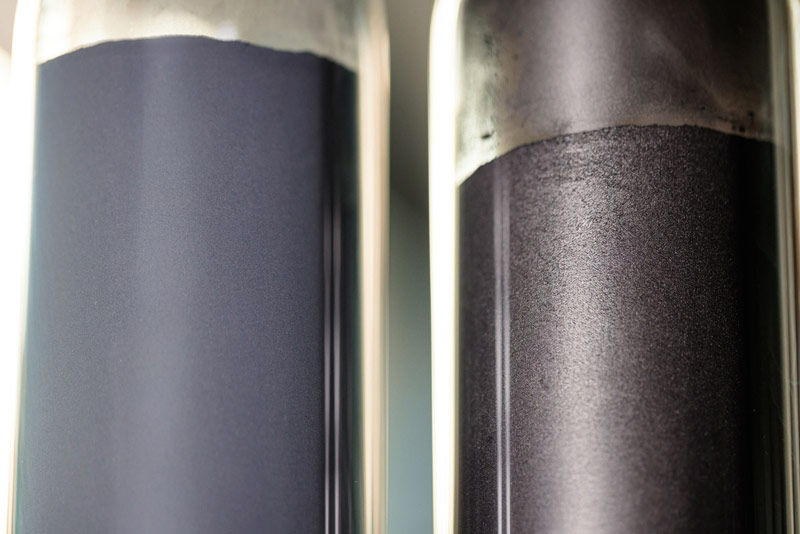 Macro comparison of two coated electrode surface textures
